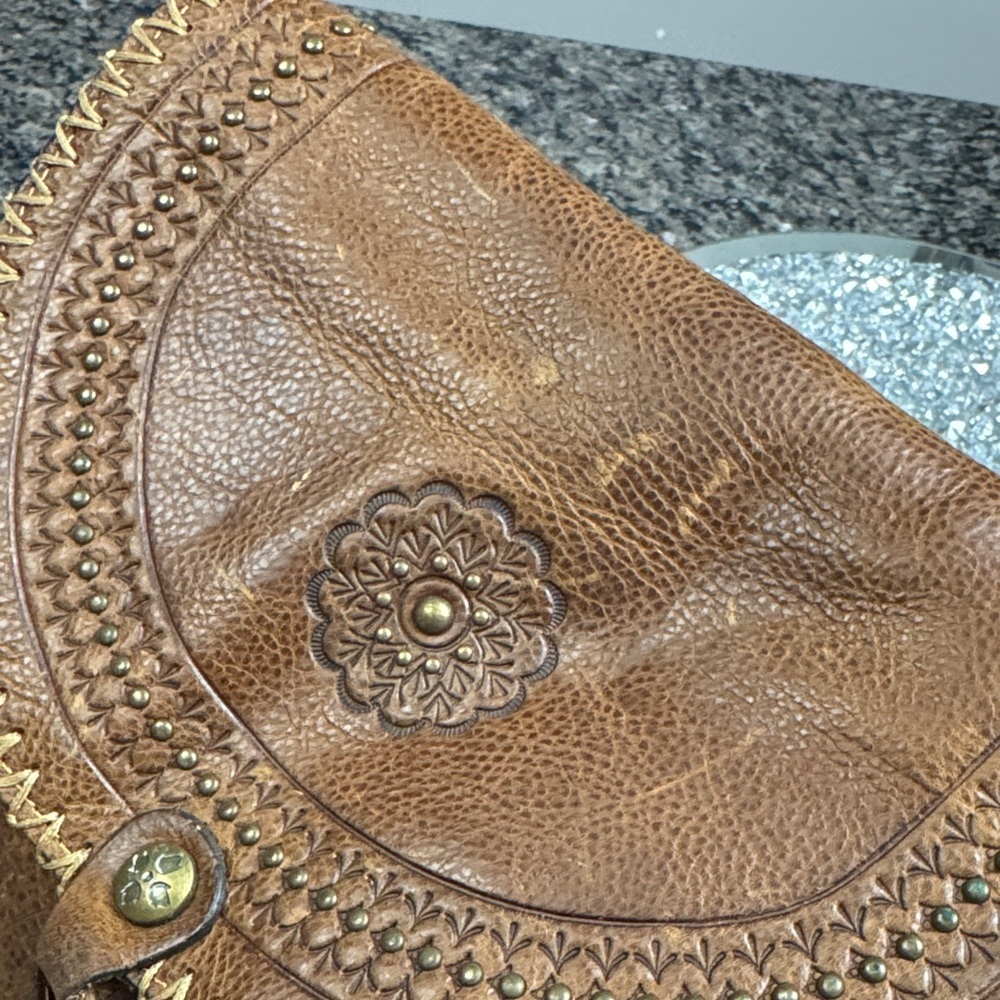 Patricia Nash Jovanna Tan Leather Rustic western Backpack with Tassel - Picture 10 of 16